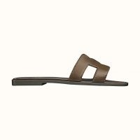 Hermes Women Oran Sandal Patent Calfskin Iconic “H”-Dark Green