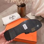 Hermes Women Oran Sandal Suede Goatskin Palladium Plated Studs Iconic "H" - Image 9