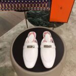 Hermes Women Oz Mule Goatskin "Brides De Gala Shadow"-White - Image 3