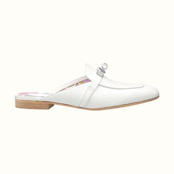 Mule Hermès Oz en cuir de chèvre « Brides de Gala Shadow » - Blanc