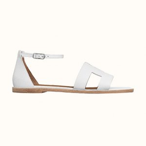 Hermes Women Santorini Sandal in Epsom Calfskin-White
