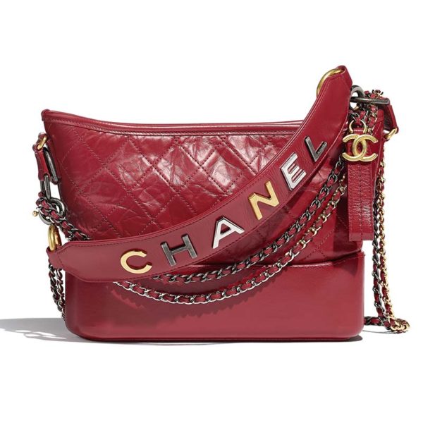 Chanel Women Chanel’s Gabrielle Hobo Bag Aged Smooth Calfskin-Red