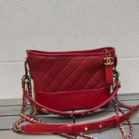 Chanel Women Chanel’s Gabrielle Hobo Bag Aged Smooth Calfskin-Red