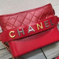 Chanel Women Chanel’s Gabrielle Hobo Bag Aged Smooth Calfskin-Red