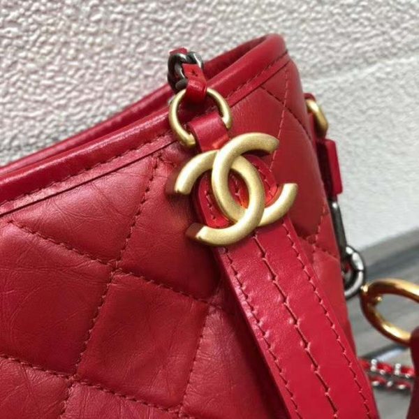 Chanel Women Chanel’s Gabrielle Hobo Bag Aged Smooth Calfskin-Red (4)
