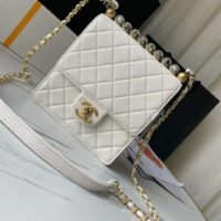 Chanel Women Flap Bag Goatskin Acrylic Beads & Gold-Tone Metal