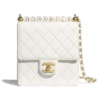 Chanel Women Flap Bag Goatskin Acrylic Beads & Gold-Tone Metal