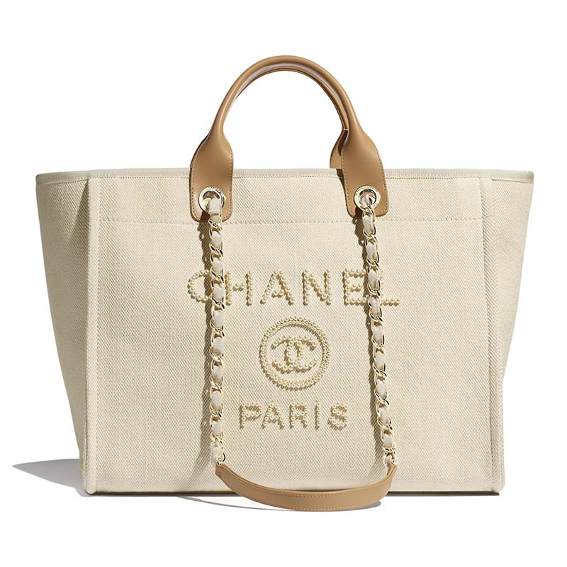 Chanel Women Shopping Bag Mixed Fibers Imitation Pearls & Gold