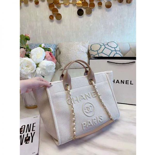 Chanel Women Shopping Bag Mixed Fibers Imitation Pearls & Gold-Tone Metal (2)