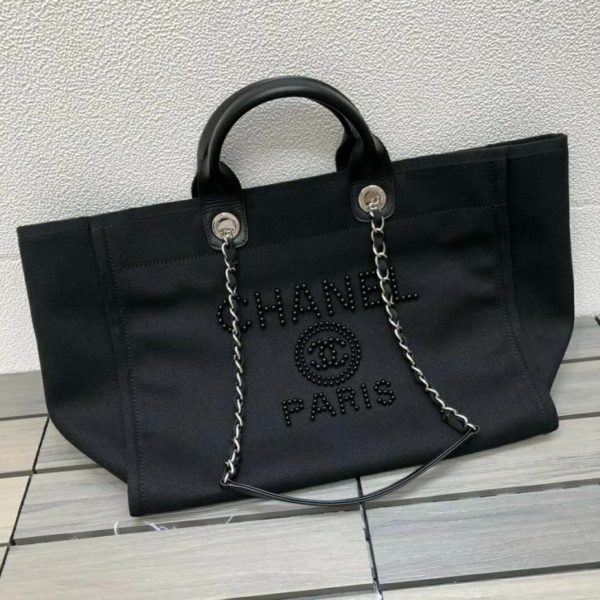 Chanel Women Shopping Bag Mixed Fibers Imitation Pearls & Silver-Tone Metal (1)