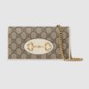 Gucci GG Unisex Gucci 1955 Horsebit Wallet with Chain-White