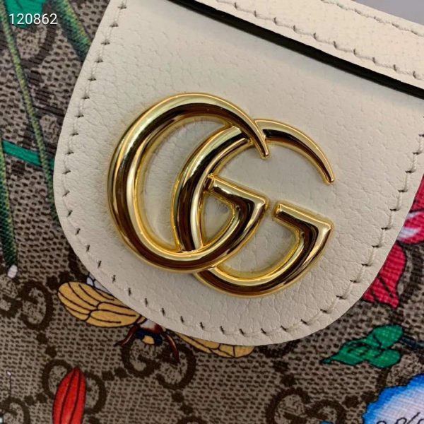 Gucci GG Women GG Flora Shoulder Bag BeigeEbony Supreme Canvas (3)