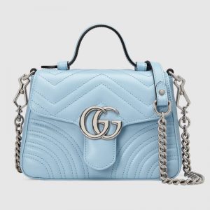 Gucci GG Women GG Marmont Mini Top Handle Bag-Blue