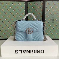 Gucci GG Women GG Marmont Mini Top Handle Bag-Blue