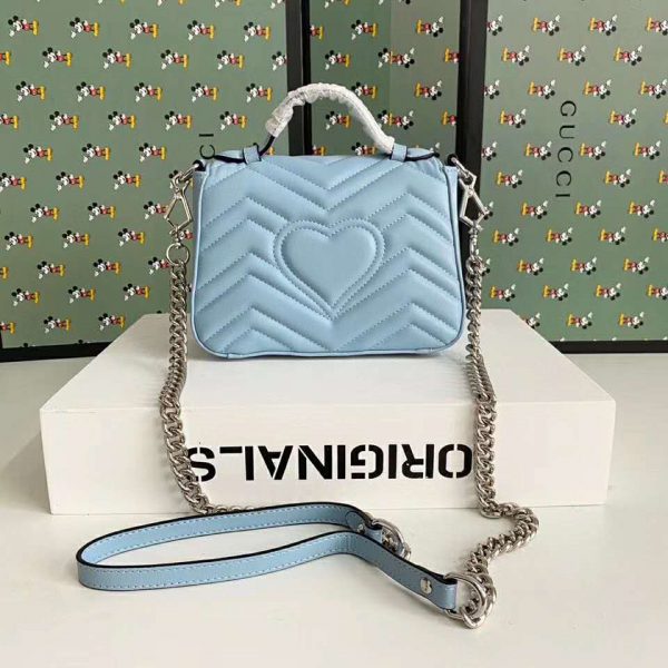 Gucci GG Women GG Marmont Mini Top Handle Bag-Blue (5)
