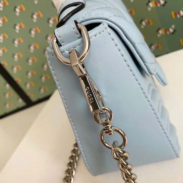Gucci GG Women GG Marmont Mini Top Handle Bag-Blue (6)