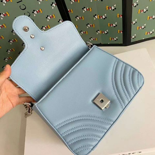 Gucci GG Women GG Marmont Mini Top Handle Bag-Blue (9)