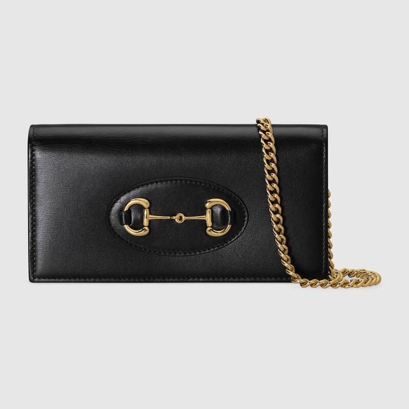 Gucci GG Women Gucci 1955 Horsebit Wallet with Chain-Black - LULUX