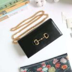 Gucci GG Women Gucci 1955 Horsebit Wallet with Chain-Black - Image 3