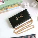 Gucci GG Women Gucci 1955 Horsebit Wallet with Chain-Black - Image 2