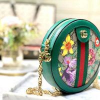 Gucci GG Women Ophidia GG Flora Mini Round Shoulder Bag