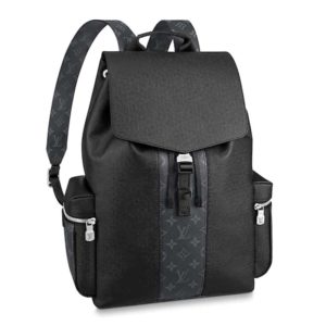 Louis Vuitton LV Unisex Outdoor Backpack Taiga Cowhide Leather-Black