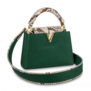 Louis Vuitton LV Women Capucines Mini Handbag Jewel-Tone Taurillon-Green