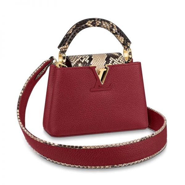 Louis Vuitton LV Women Capucines Mini Handbag Jewel-Tone Taurillon-Red (2)