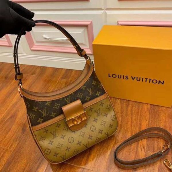 Louis Vuitton LV Women Hobo Dauphine PM Handbag Monogram Reverse Canvas (1)
