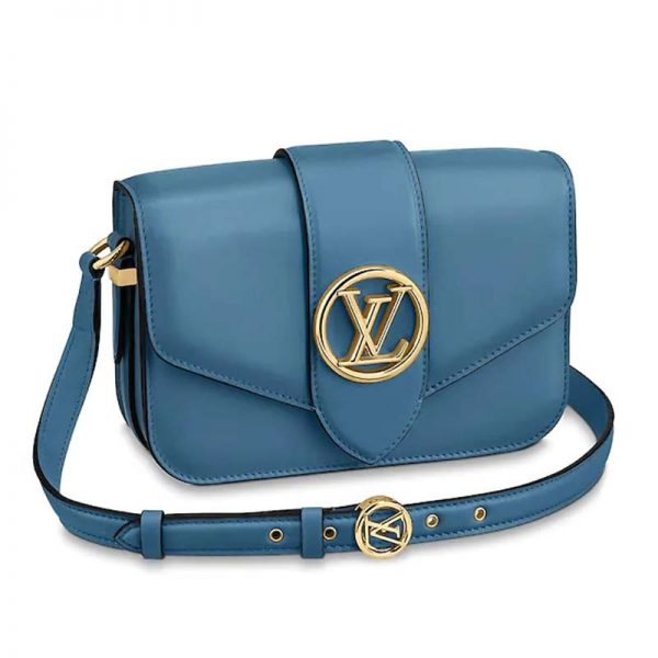 Louis Vuitton LV Women LV Pont 9 Handbag Smooth Leather-Blue