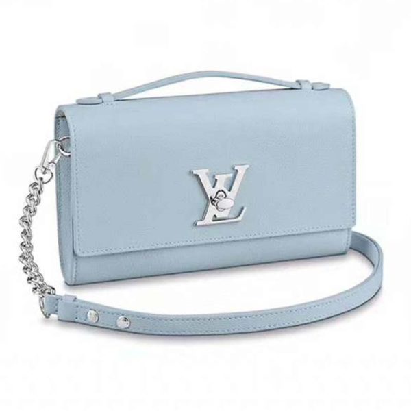 Louis Vuitton LV Women Lockme Clutch Soft Grained Calfskin-Blue