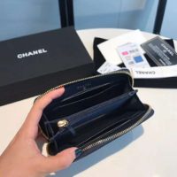 Chanel Women Chanel 19 Zipped Wallet in Lambskin Leather-Navy