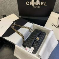 Chanel Women Classic Handbag in Lambskin Leather-Black