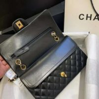 Chanel Women Classic Handbag in Lambskin Leather-Black