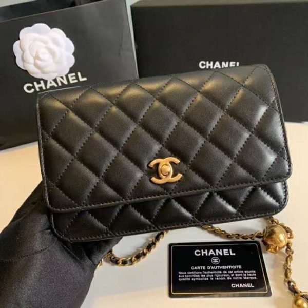 Chanel Women Classic Wallet On Chain in Lambskin-Black (4)