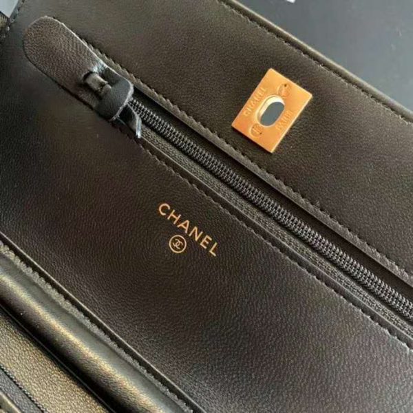 Chanel Women Classic Wallet On Chain in Lambskin-Black (8)