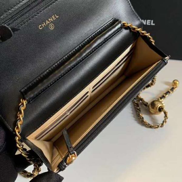 Chanel Women Classic Wallet On Chain in Lambskin-Black (9)