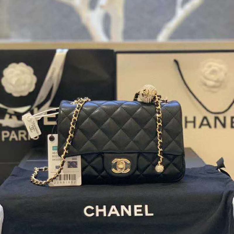 Chanel Flap Bag Mini Lambskin Gold-tone Black in Lambskin with Gold-tone -  US