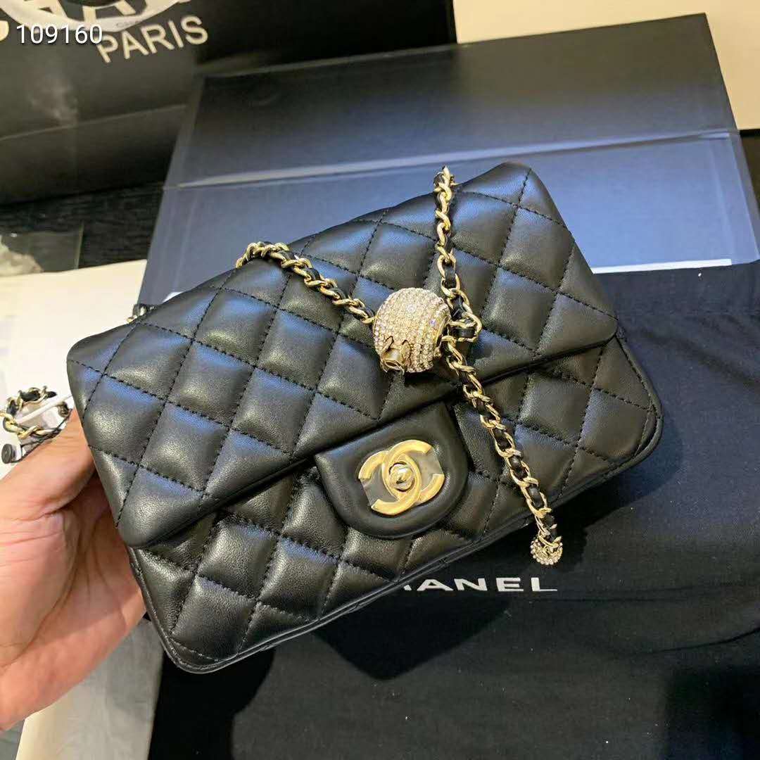 Chanel Women Flap Bag Lambskin & Gold-Tone Metal-Black - LULUX