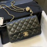 Chanel Women Flap Bag Lambskin & Gold-Tone Metal-Black – Image 2