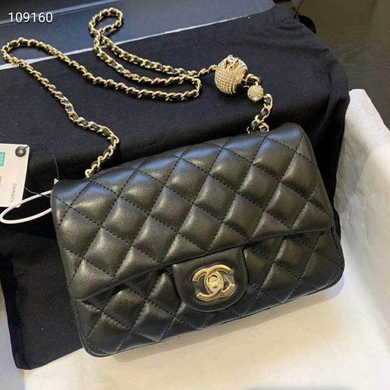 Chanel Women Flap Bag Lambskin & GoldTone MetalBlack LULUX