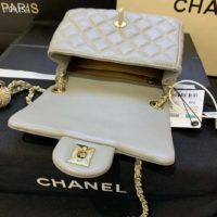 Chanel Women Flap Bag Lambskin & Gold-Tone Metal-Grey