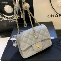 Chanel Women Flap Bag Lambskin & Gold-Tone Metal-Grey