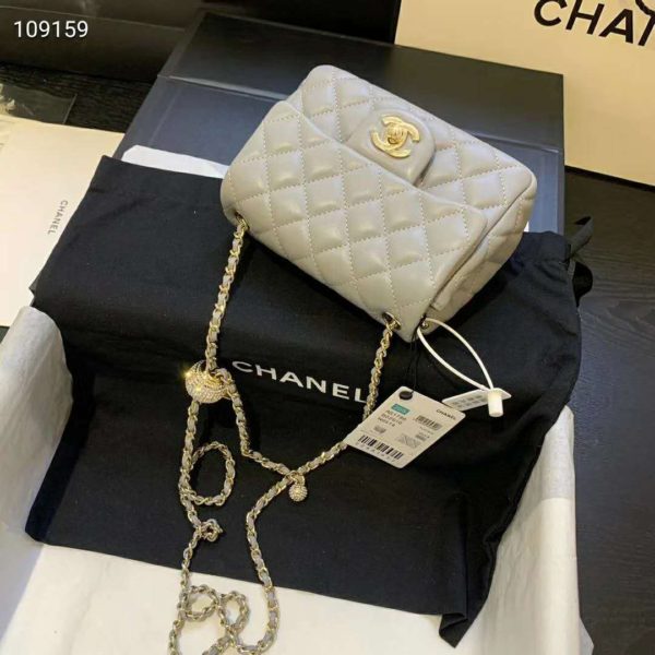 Chanel Women Flap Bag Lambskin & Gold-Tone Metal-Grey (9)
