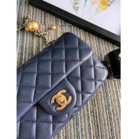 Chanel Women Flap Bag Lambskin & Gold-Tone Metal-Navy