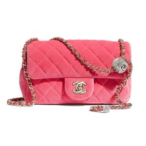 Chanel Women Flap Bag Velvet Strass & Silver-Tone Metal-Rose