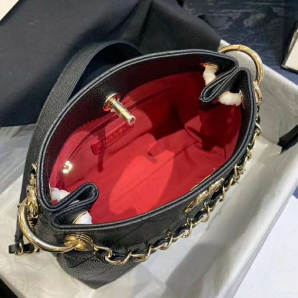 Chanel Women Hobo Handbag in Calfskin Leather-Black (8)