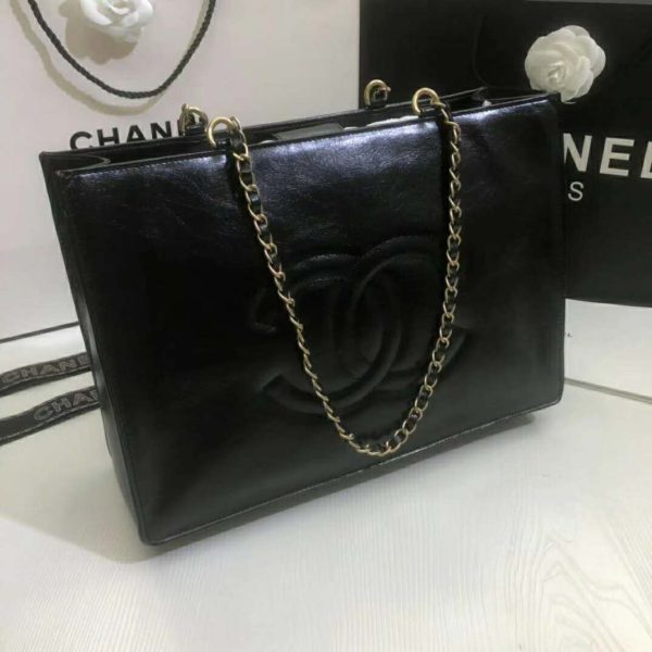 Chanel Women Shopping Bag Shiny Aged Calfskin & Gold-Tone Metal (1)