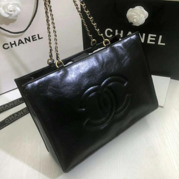 Chanel Women Shopping Bag Shiny Aged Calfskin & Gold-Tone Metal (2)
