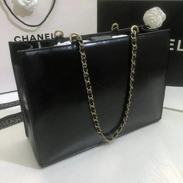 Chanel Women Shopping Bag Shiny Aged Calfskin & Gold-Tone Metal (3)